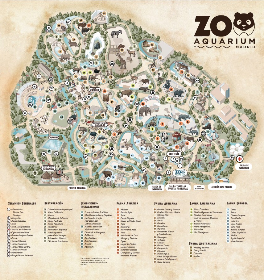 Mapa Zoo Aquarium Madrid